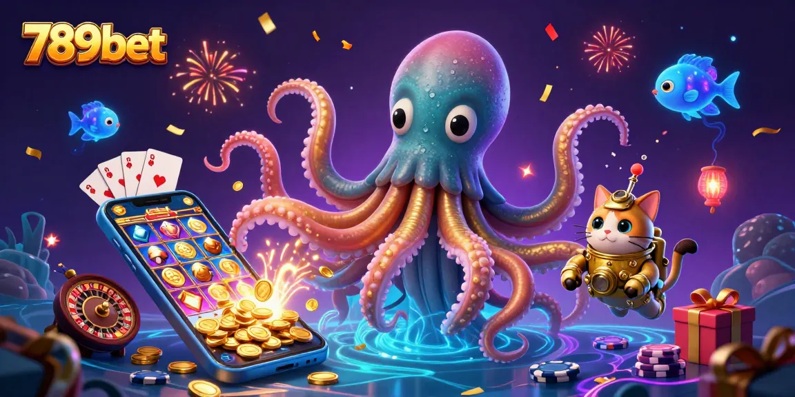 Spin vibrant slot reels and win with 789bet's immersive gaming experience, featuring a magical kraken.