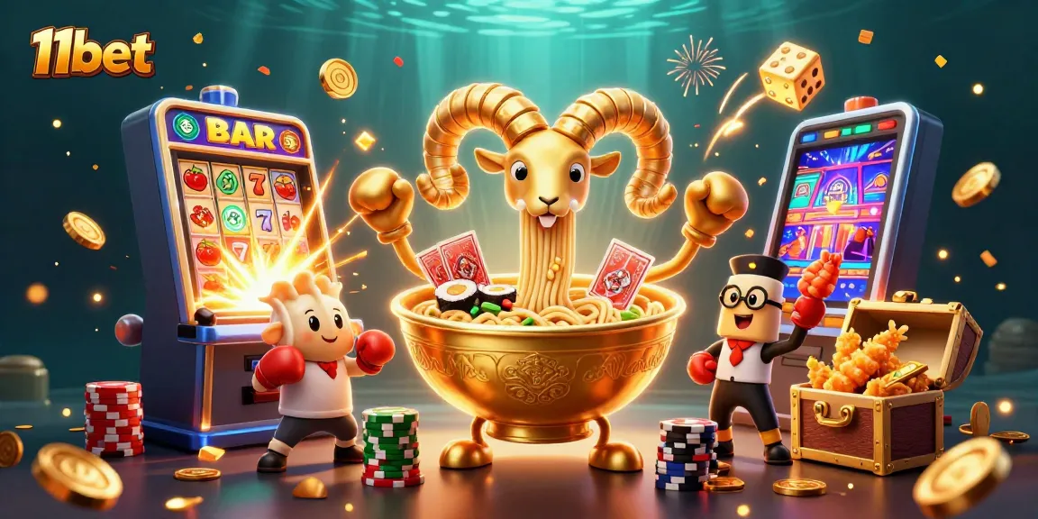 Experience thrilling wins with 11bet's vibrant 3D casino illustration featuring dynamic characters and games.