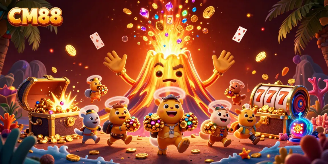 CM88 offers immersive online gaming experiences, featuring a spectacular volcano filled with treasure.
