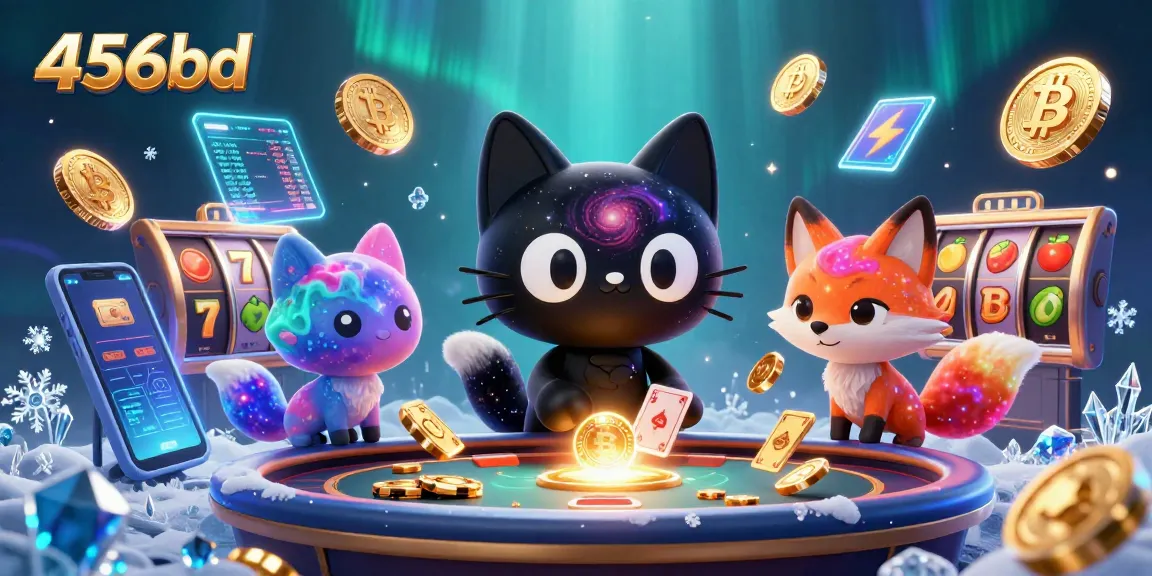 Engage in thrilling cosmic gaming at 456bd with a black hole cat pulling in golden chips and cards.