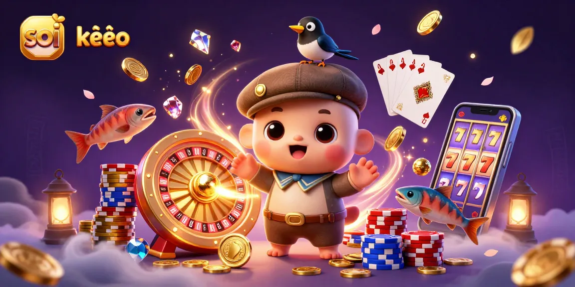 Bet on soi kèo with a vibrant 3D scene full of action and gambling symbols