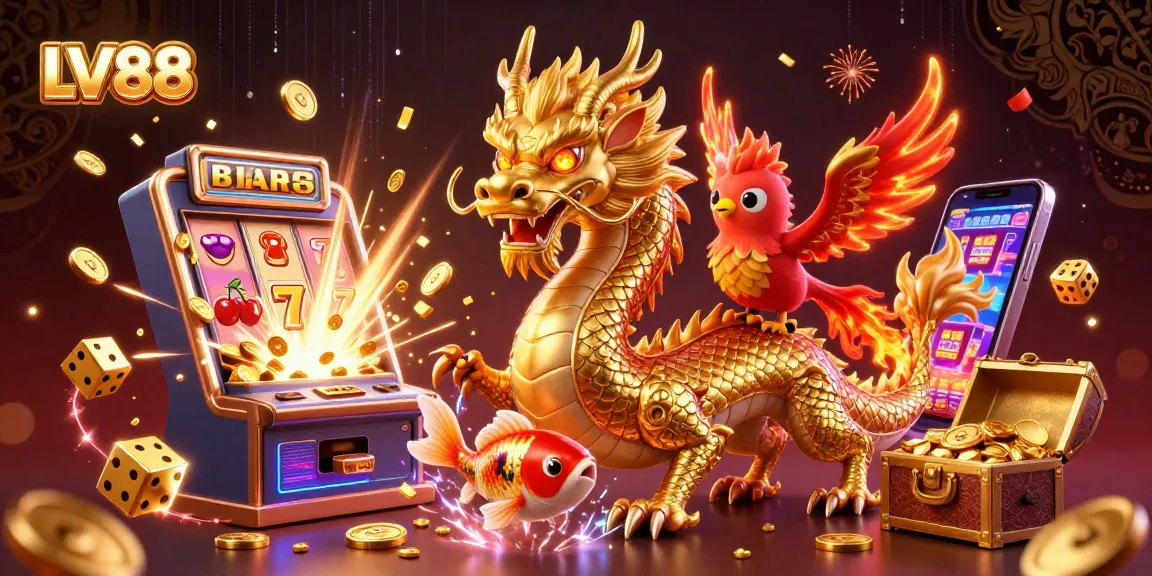 Experience thrilling gameplay at LV88 with a golden dragon, phoenix, and jackpot galore!